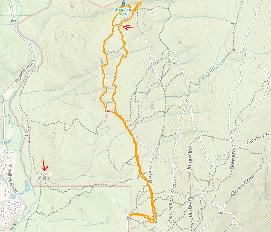 GAIA GPS Sawblade Falls Hike