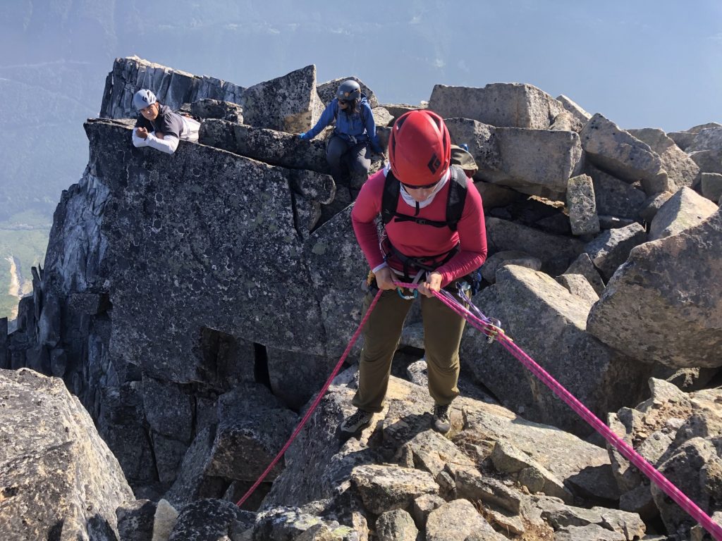 Rappelling down East Summit of Mount Rexford