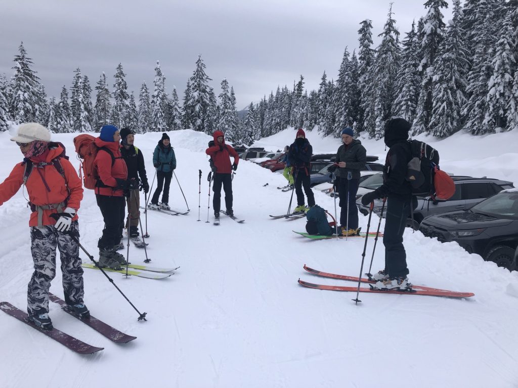 Biathlon Parking Lot - Whistler Olympic Park - Intro to Backcountry Skiing - BC Mountaineering Club - BCMC