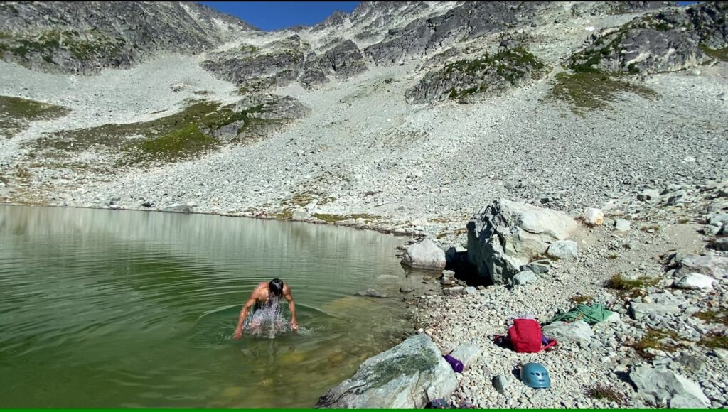 Dip in Blackcomb Lake