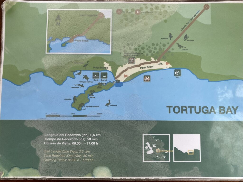 Ecuador Galapagos Santa Cruz Tortuga Bay National Park Map