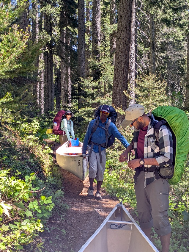 Portaging at Lightning Lakes Chain Trail