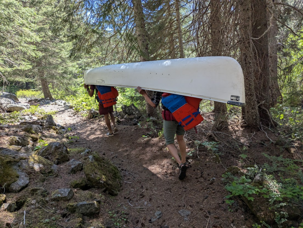 Portaging at Lightning Lakes Chain Trail in EC Manning Park