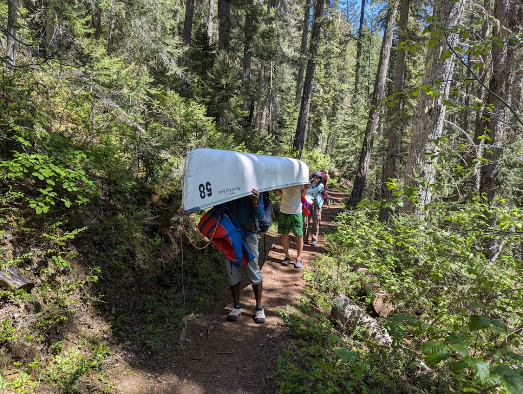 Portaging at Lightning Lakes Chain Trail E C Manning Park